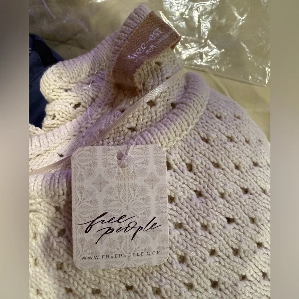 NWT Free People Ivy Sweater Pullover Cream Knit Size M
